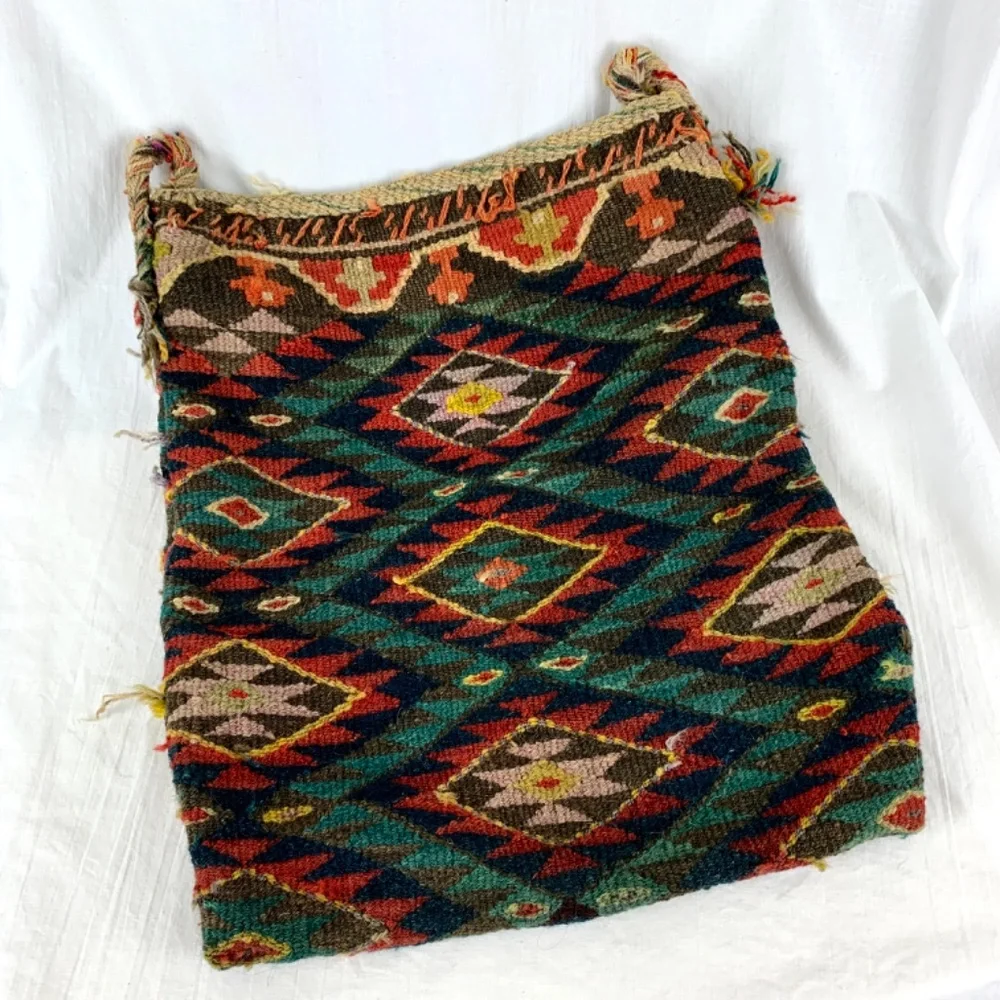 Antique Middle East Camel Saddle L Bag Hand Woven Rug 2 Hooks Tribal Ethnic